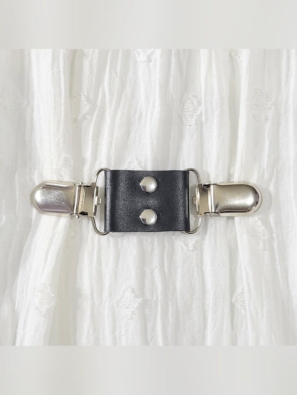 Black Midi Leather Cinch Clip W/Silver Tone Clips DIY Tailoring New, Handmade